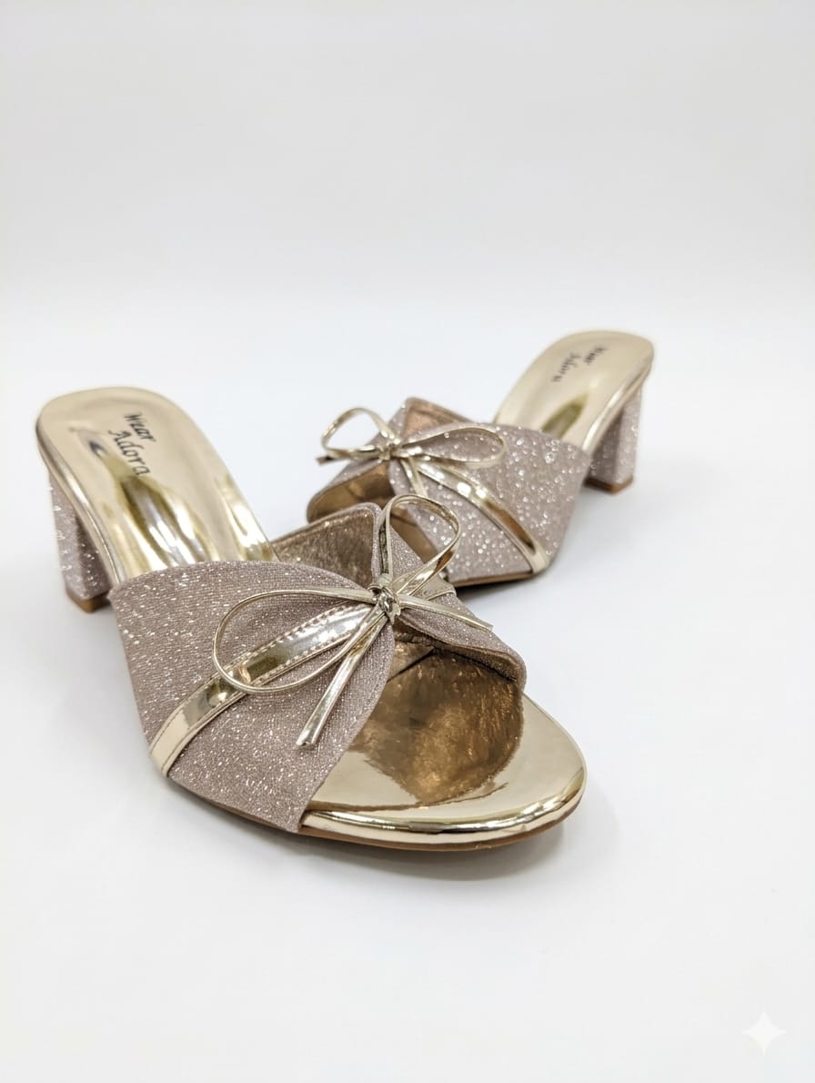 Elegant Golden Bow Heels 2
