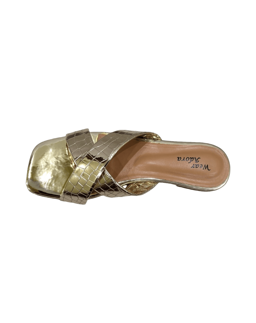 Luxury Gold Croc-Textured Slides 4
