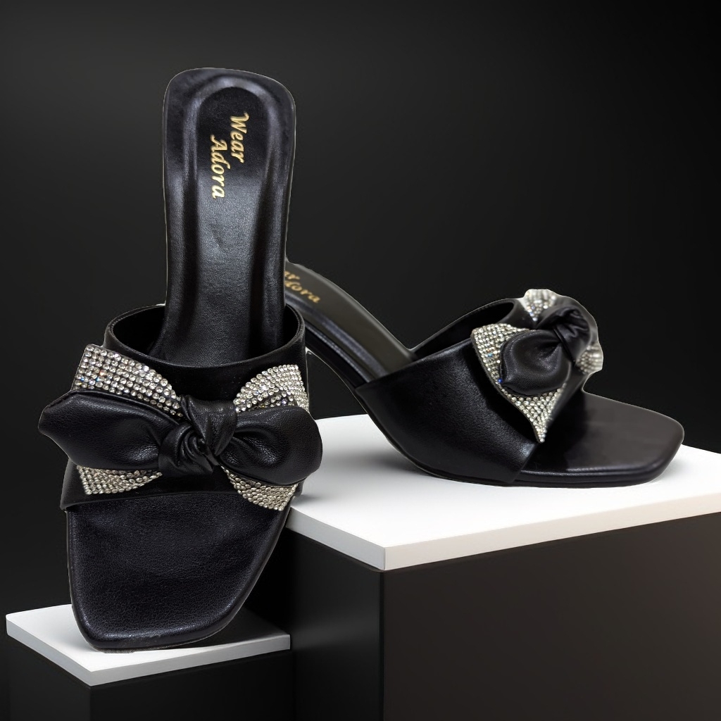 Bow & Crystal Party Heels 10