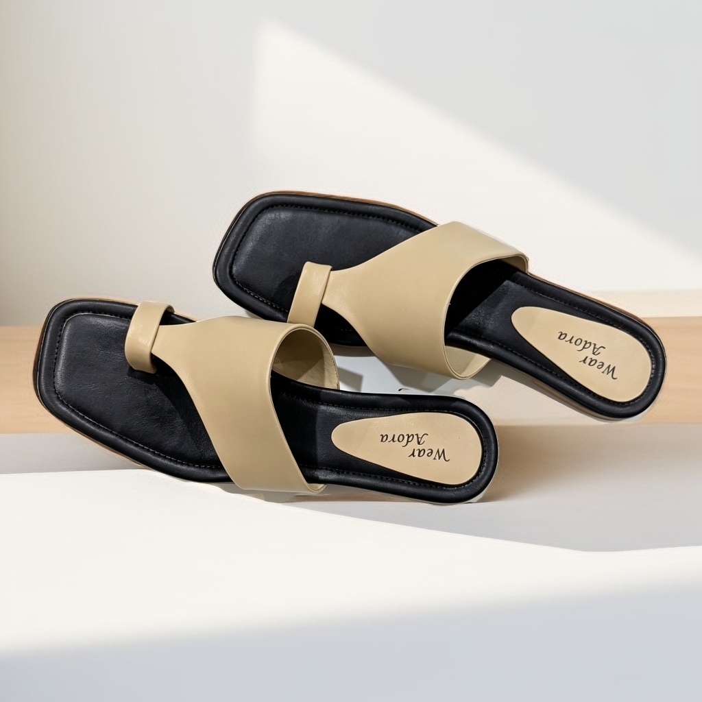 Classic Beige Toe-Ring Slides