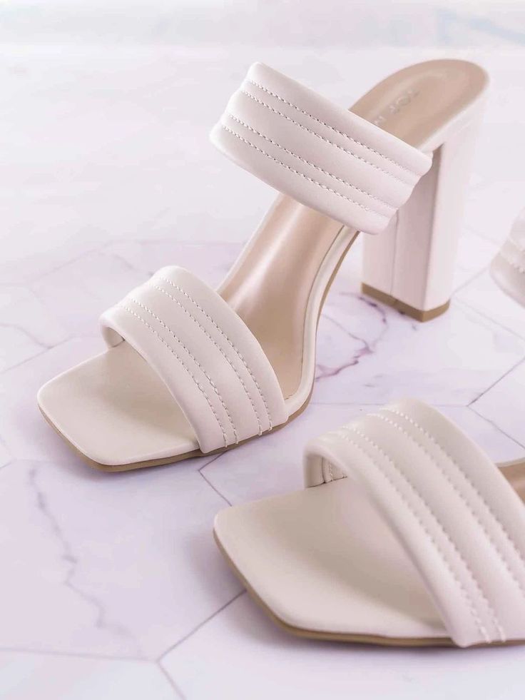 Elegant White Double Strap Heels