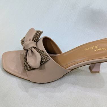Elegant Nude Bow Slides