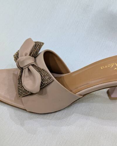 Elegant Nude Bow Slides
