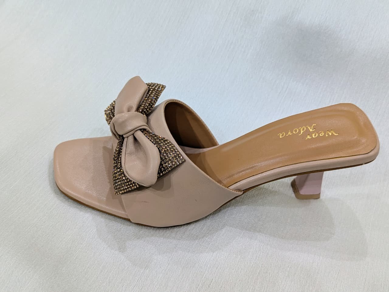 Elegant Nude Bow Slides