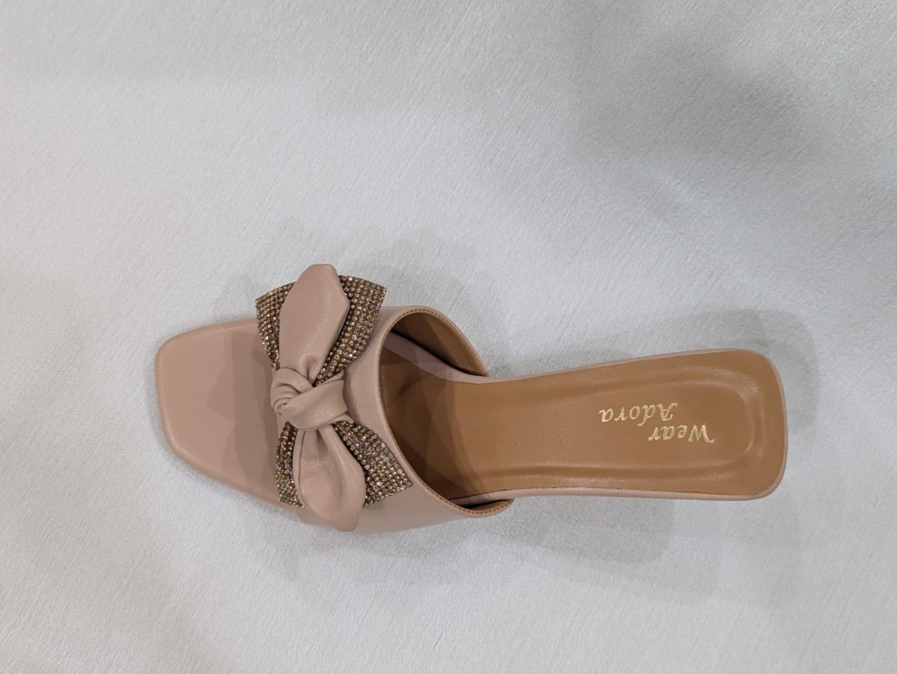 Elegant Nude Bow Slides - Image 3