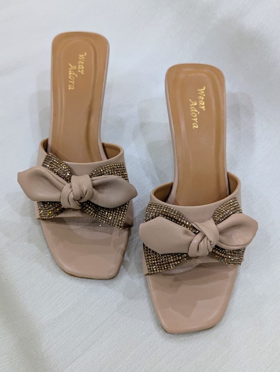 Elegant Nude Bow Slides - Image 2